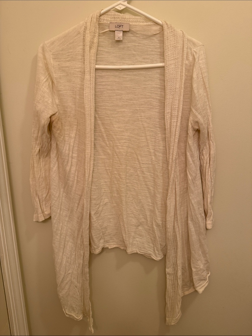 LOFT Lightweight Open-Front Cardigan in Cream